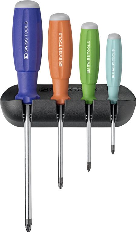 PB Swiss Tools’ SwissGrip Rainbow© Screwdrivers for Pozidriv screws.
